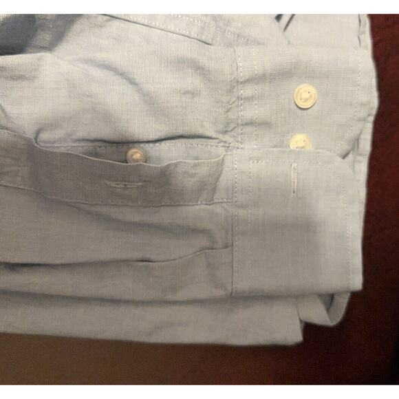 George Mens Dress Shirt Button Down Size L(42-44) Blue Long Sleeve Classic Fit - Picture 10 of 11